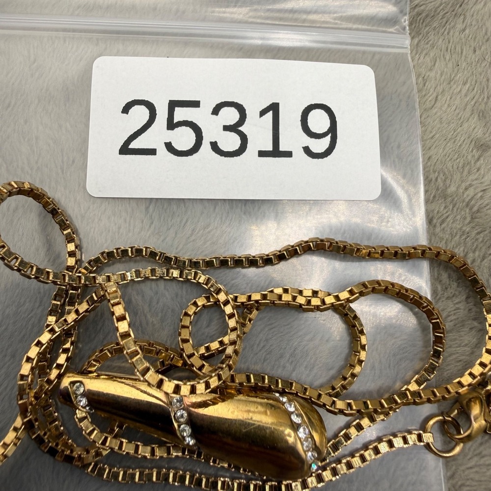 Givenchy Necklace Rhinestone Teardrop  Gold Tone Signed 36" - Picture 7 of 7